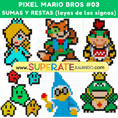 Pixel Mario Bros 3 - Sumas y Restas con Leyes de los Signos